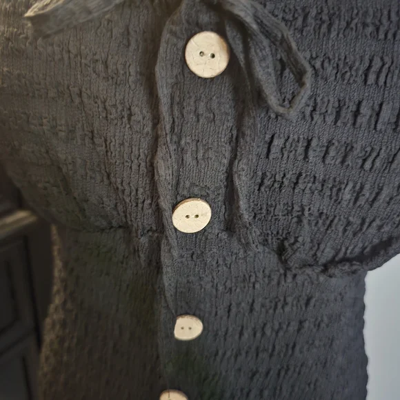 No Boundaries Black Mini Dress with Button Detail - Picture 2 of 3